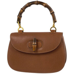 Gucci Bamboo Handbag Leather Brown